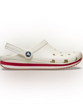 NWT CROCS Sport Clog in Cream with Red Stripe